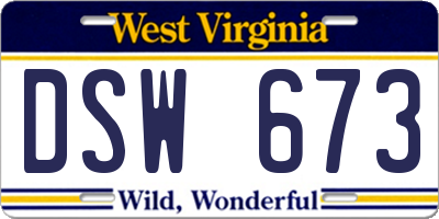 WV license plate DSW673