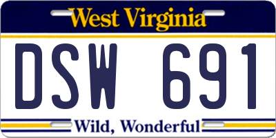 WV license plate DSW691