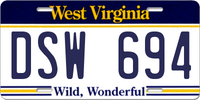 WV license plate DSW694