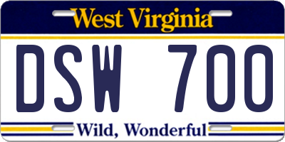 WV license plate DSW700