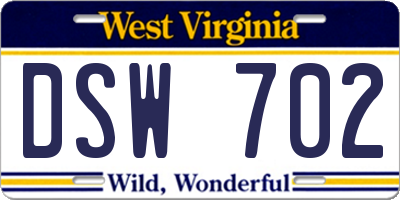 WV license plate DSW702