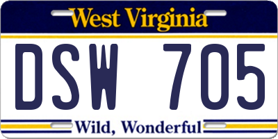 WV license plate DSW705