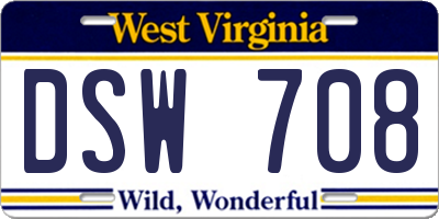 WV license plate DSW708