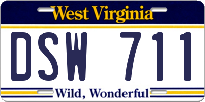 WV license plate DSW711