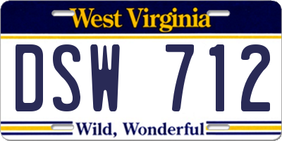 WV license plate DSW712