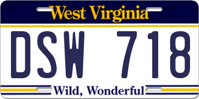 WV license plate DSW718