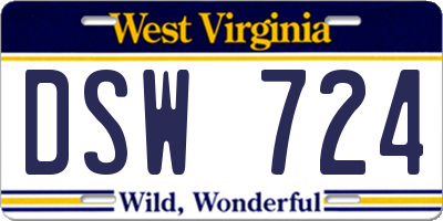 WV license plate DSW724