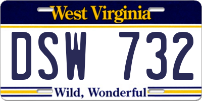 WV license plate DSW732