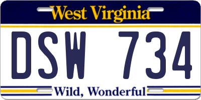 WV license plate DSW734