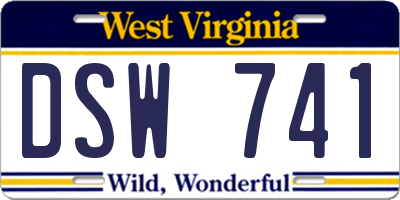 WV license plate DSW741