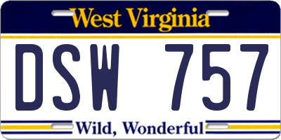 WV license plate DSW757