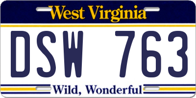 WV license plate DSW763