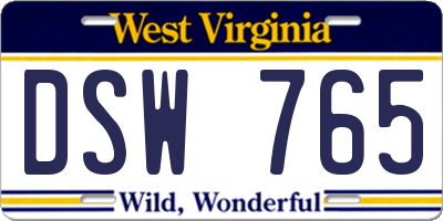 WV license plate DSW765