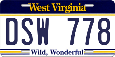 WV license plate DSW778