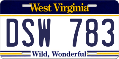 WV license plate DSW783