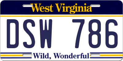 WV license plate DSW786
