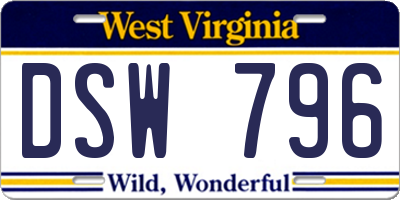 WV license plate DSW796
