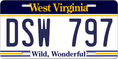 WV license plate DSW797