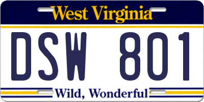 WV license plate DSW801