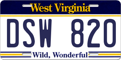 WV license plate DSW820