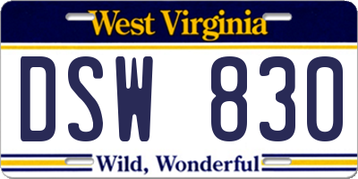 WV license plate DSW830