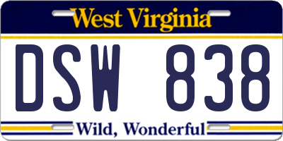 WV license plate DSW838