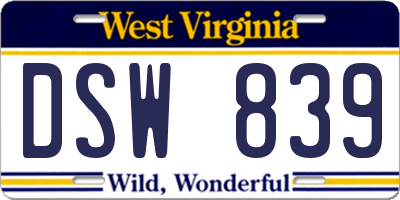 WV license plate DSW839