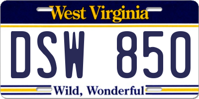 WV license plate DSW850