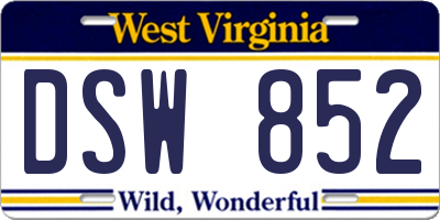 WV license plate DSW852