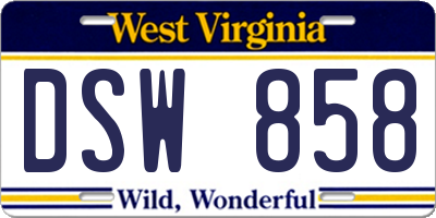 WV license plate DSW858
