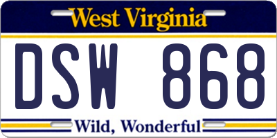 WV license plate DSW868