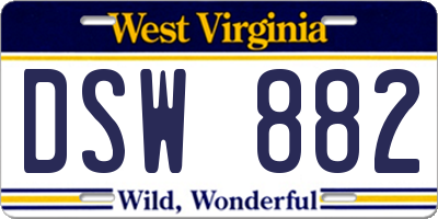 WV license plate DSW882