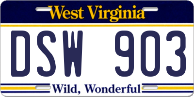 WV license plate DSW903