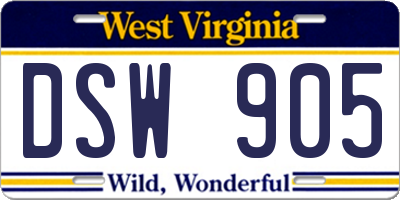 WV license plate DSW905
