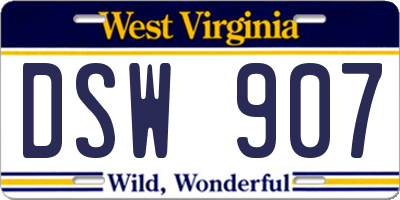 WV license plate DSW907
