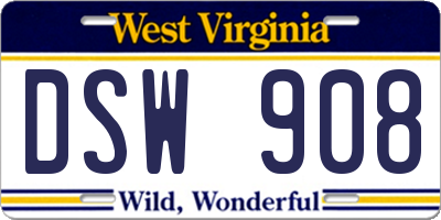 WV license plate DSW908