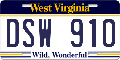 WV license plate DSW910