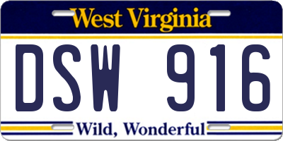 WV license plate DSW916