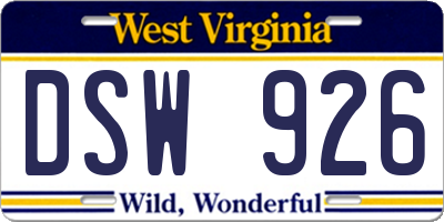 WV license plate DSW926