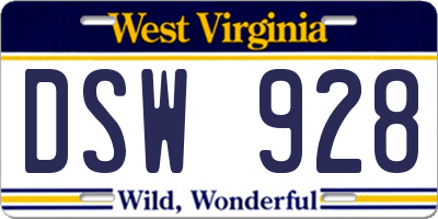 WV license plate DSW928