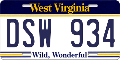 WV license plate DSW934