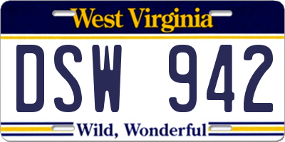 WV license plate DSW942