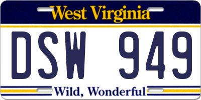 WV license plate DSW949