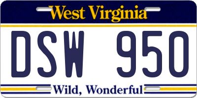 WV license plate DSW950