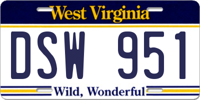 WV license plate DSW951