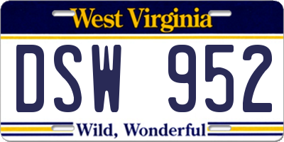 WV license plate DSW952