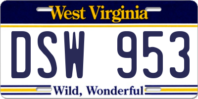 WV license plate DSW953