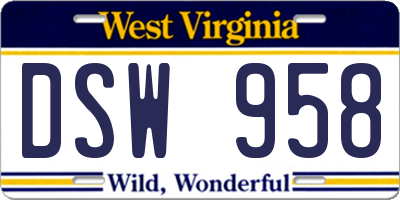 WV license plate DSW958