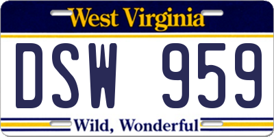 WV license plate DSW959