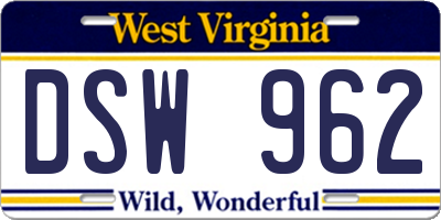 WV license plate DSW962